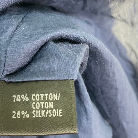 Lafayette 148 Blue Cotton-Silk Sz 6 Pleated Smocked Sleeveless Midi Summer Dress - Picture 5 of 9